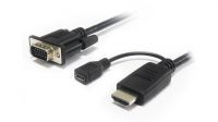 Cable adaptador HDMI Macho a VGA Macho con USB Micro B Hembra negro 2m
