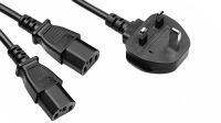 Cable de alimentación conector UK Divisor (1.6m+0.4m+0.4m) negro 2m