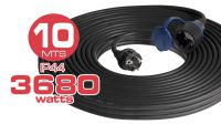 Cable de extensión M/H Schuko 220V 16A IP44 de goma en negro