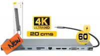 Docking USB 3.1 M - VGA, 2xHDMI, 3x USB3.0, SD Card, RJ45, J3.5mm/1xPD 20cm