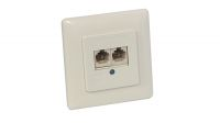 Caja de embutir UTP Cat. 5E 2xRJ 45 LSA+marfil
