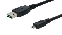 Cable USB 2.0 A Macho de dupla face a Micro USB 1m. Negro