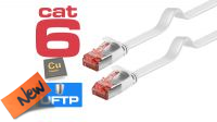 Cable de red flat U/FTP RJ45-RJ45 Cat.6 certificado CU blanco