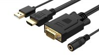 Conversor de video HDMI M a VGA M+ audio Jack 3.5mm H con USB 1080P negro