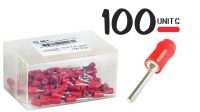 Conjunto de 100 terminales tipo pin de crimpar/soldar 0.5-1.5mm rojo